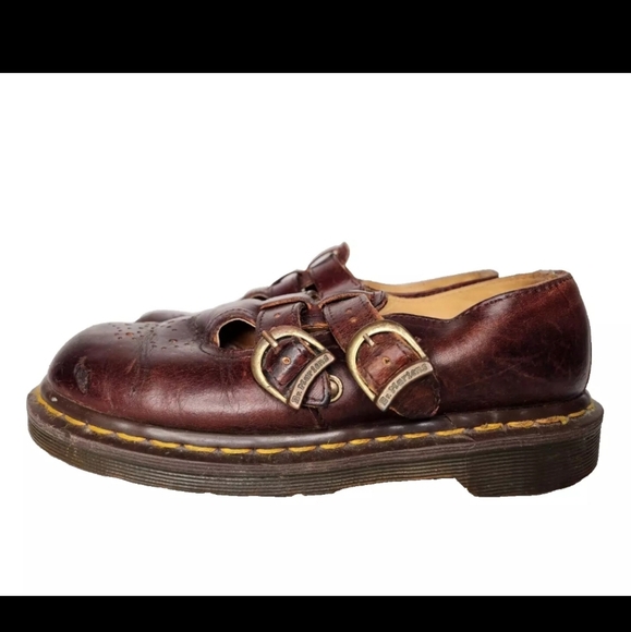 VTG Doc Dr Martens Made in England Oxblood Mary Janes Double Strap US 6.5 - 7